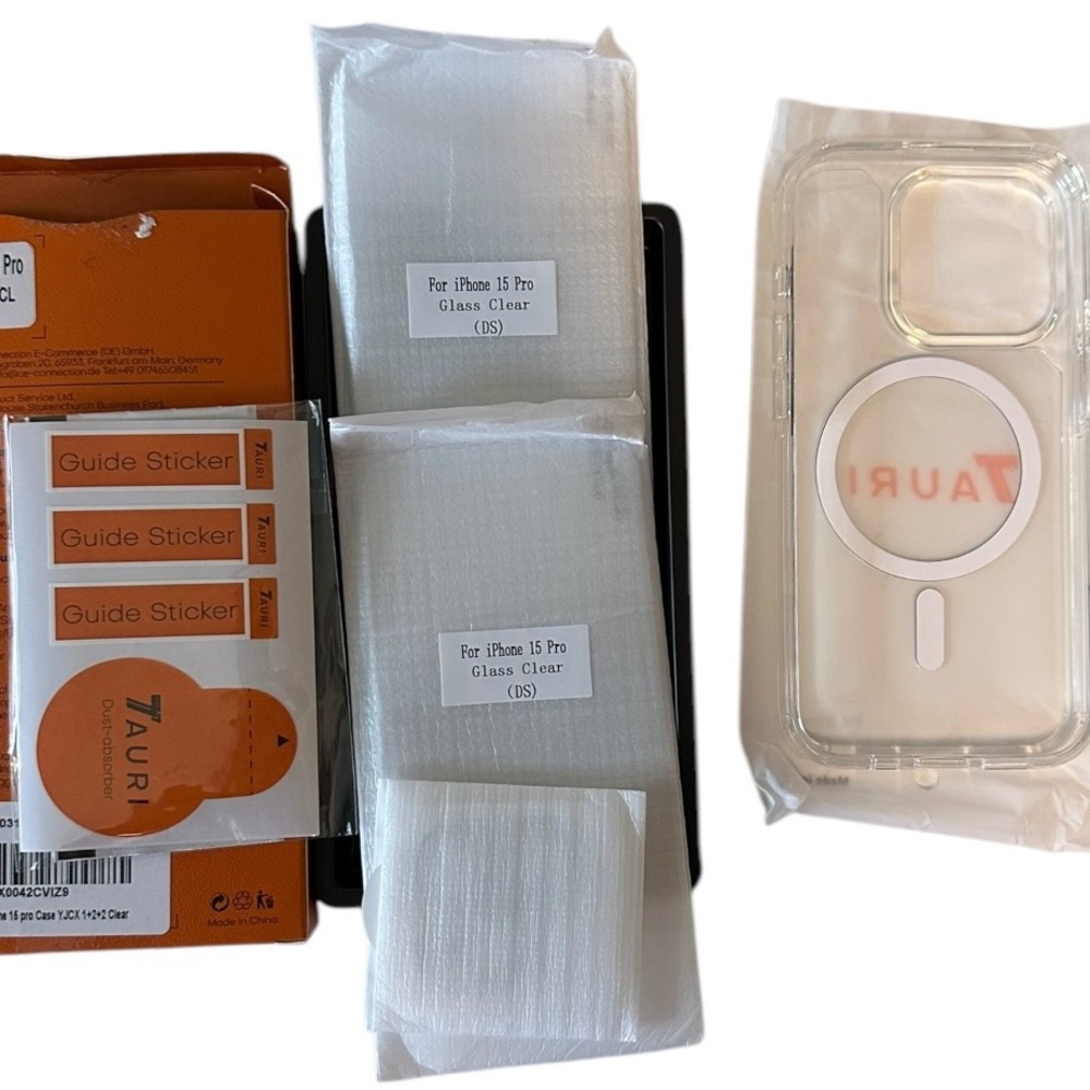 iPhone 15‎ pro clear case with tempered glass screen protectors